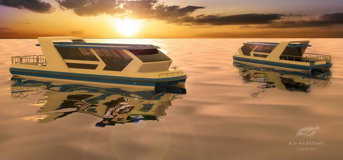 簡約豪宅概念電動遊船設計